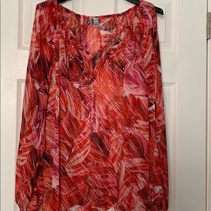 Jennifer Lopez floral sheer shirt